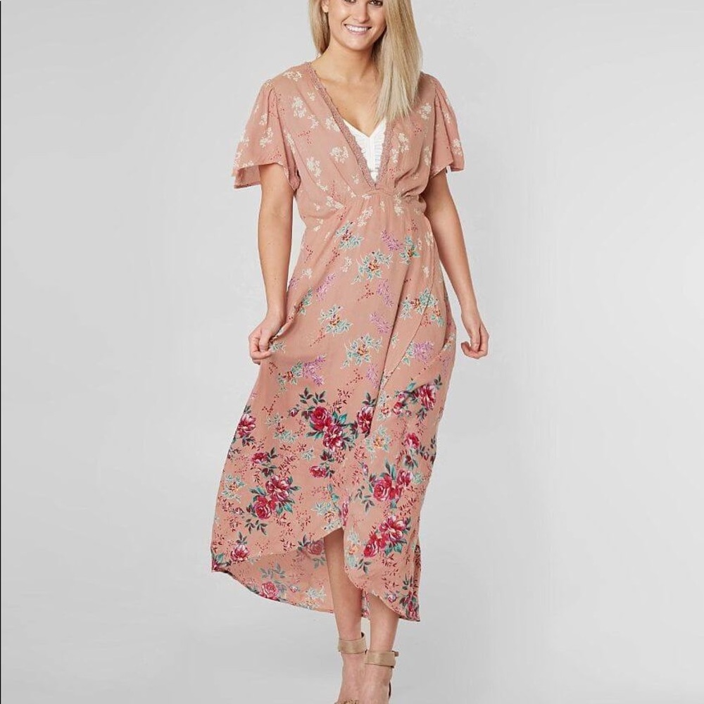 Angie women’s split sleeve deep v maxi wrap dress